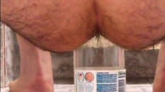 extreme ass insertion with 2 plastic bottles