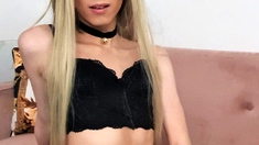 Blonde Tranny Shemale Solo Masturbation