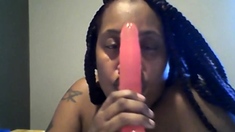 Nasty deep throat on the dildo