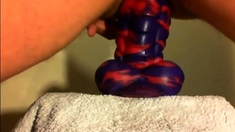 amateur Anal sex toy fun with flint the bad dragon !