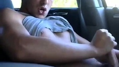 Str8 hot young jock jerks in his car