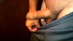 Grey Shorts Freeballing (Commando) flaccid cock swinging