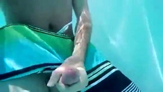 Cumming in the public pool