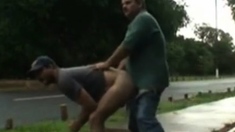 daddy and guy fucking outdoor near road