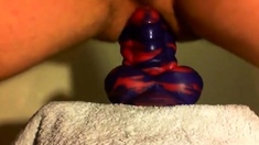 amateur Anal sex toy fun with flint the bad dragon !