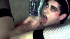 Cute Crossdresser Selffacial Cumshot