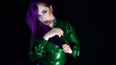 Latex slut solo anal masturbation
