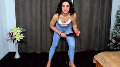 Cute curly brunette solo webcam masturbation
