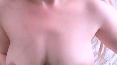 Cute blonde with big boobs solo