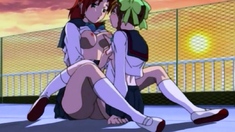 Horny anime lesbian teens skip class to lick pussy