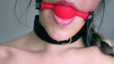 Amateur busty brunette masturbates and does hand job