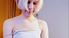 Small titted blond stunner Sarah Peachez masturbating