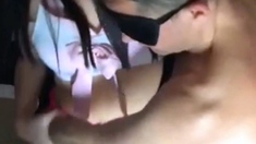 Shemale trannies giving blowjob to dude
