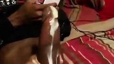 Black Stud Strokes His Massive Cock On Webcam