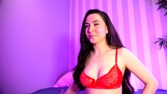 Big boob brunette masturbates on webcam