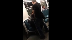 Asian twink get's BJ from older man in a subway