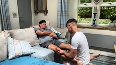 Stepdaddy gets a sensual foot massage by his stepson