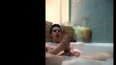 Twink jerking off in bathtub